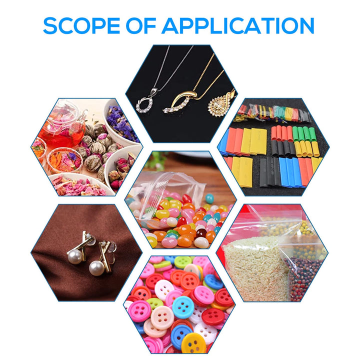 200pcs (100pcs 2 x 3 + 100pcs 3 x 4) Small Clear Plastic Poly Self Sealing Bags, Mini Resealable Bags Pockets, Reclosable Locking Baggies for Storage Jewelry, Snacks, Candy, Beads, Screws
