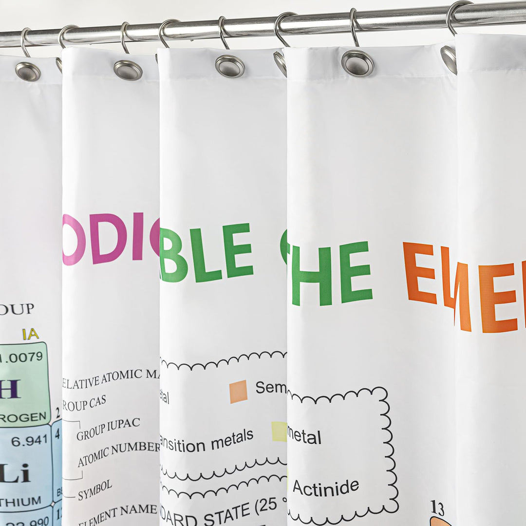 Updated Periodic Table of Elements Fabric Shower Curtains for Chemistry Students and Teacher Use as Poster, Educational Shower Curtain