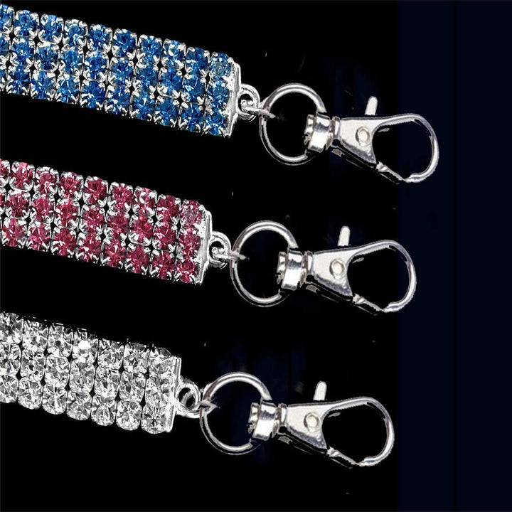 Amazing 3 Rows Rhinestones Necklace Pet Cat Dog Collar Bling Rhinestone Bone Jewelry Party Wedding Accessories,White,M:10-12 Neck