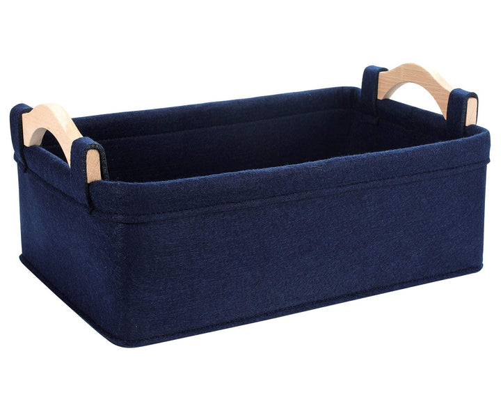 Basket Small Storage Baskets Little Basket Felt Soft Fabric Basket Storage Bins for Books Magazines Newspapers Shelves Storage Basket Collapsible Storage Basket Navy Blue Basket Storage Containers