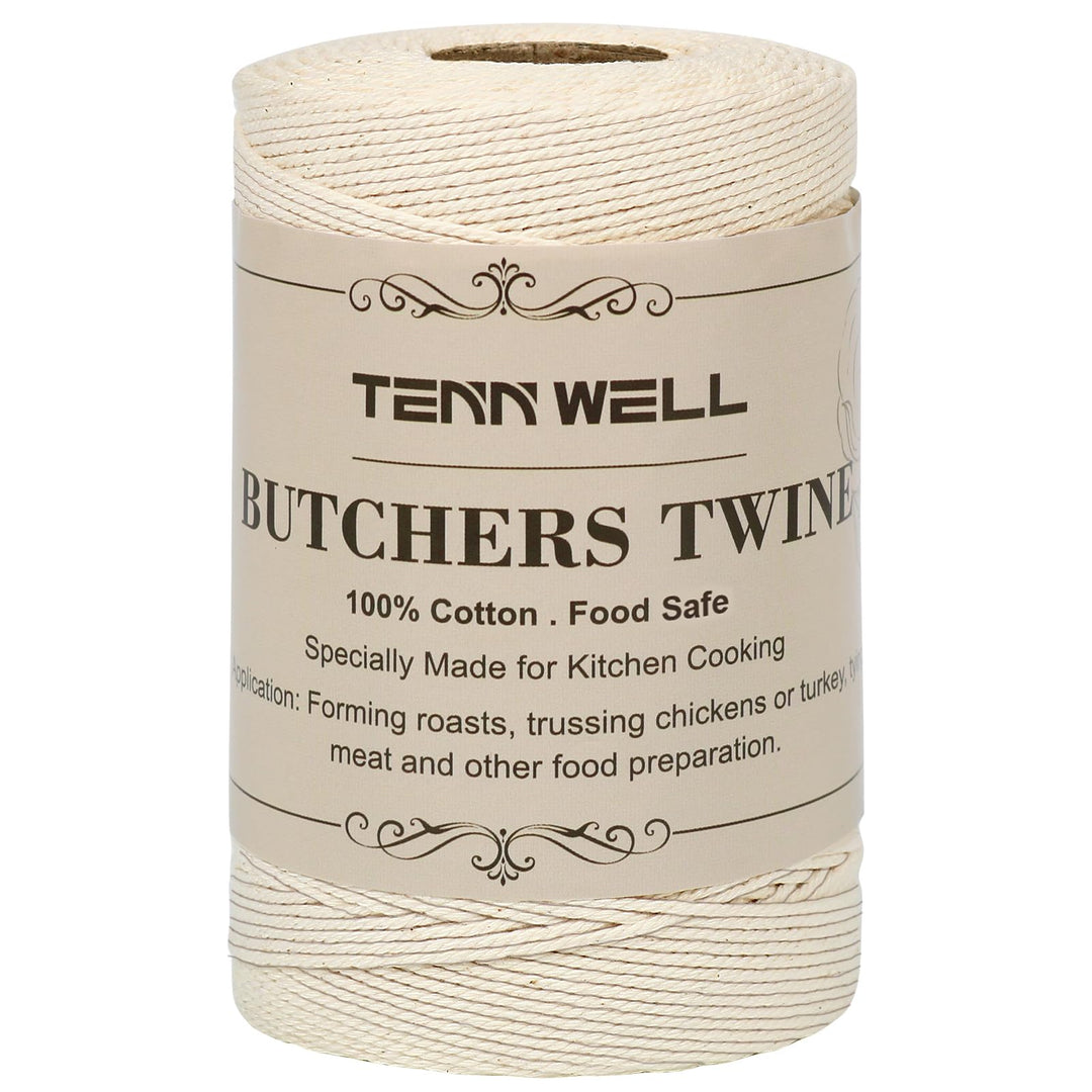 Cooking Twine, 3Ply 656Feet 1mm Food Safe Cotton Kitchen String Butchers Twine for Roasting, Trussing Turkey, Tying Meat, Making Sausage, Baking and More