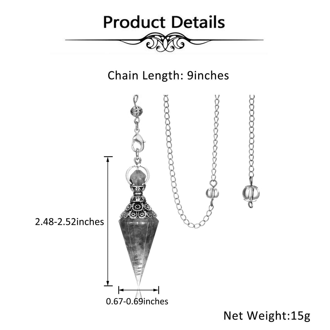 6 Facet Hexagonal Point Pendant Pendulum for Reiki Wicca Dowsing Balancing Spiritual Resin Gemstone Crystal Amethyst Pendulums Necklace