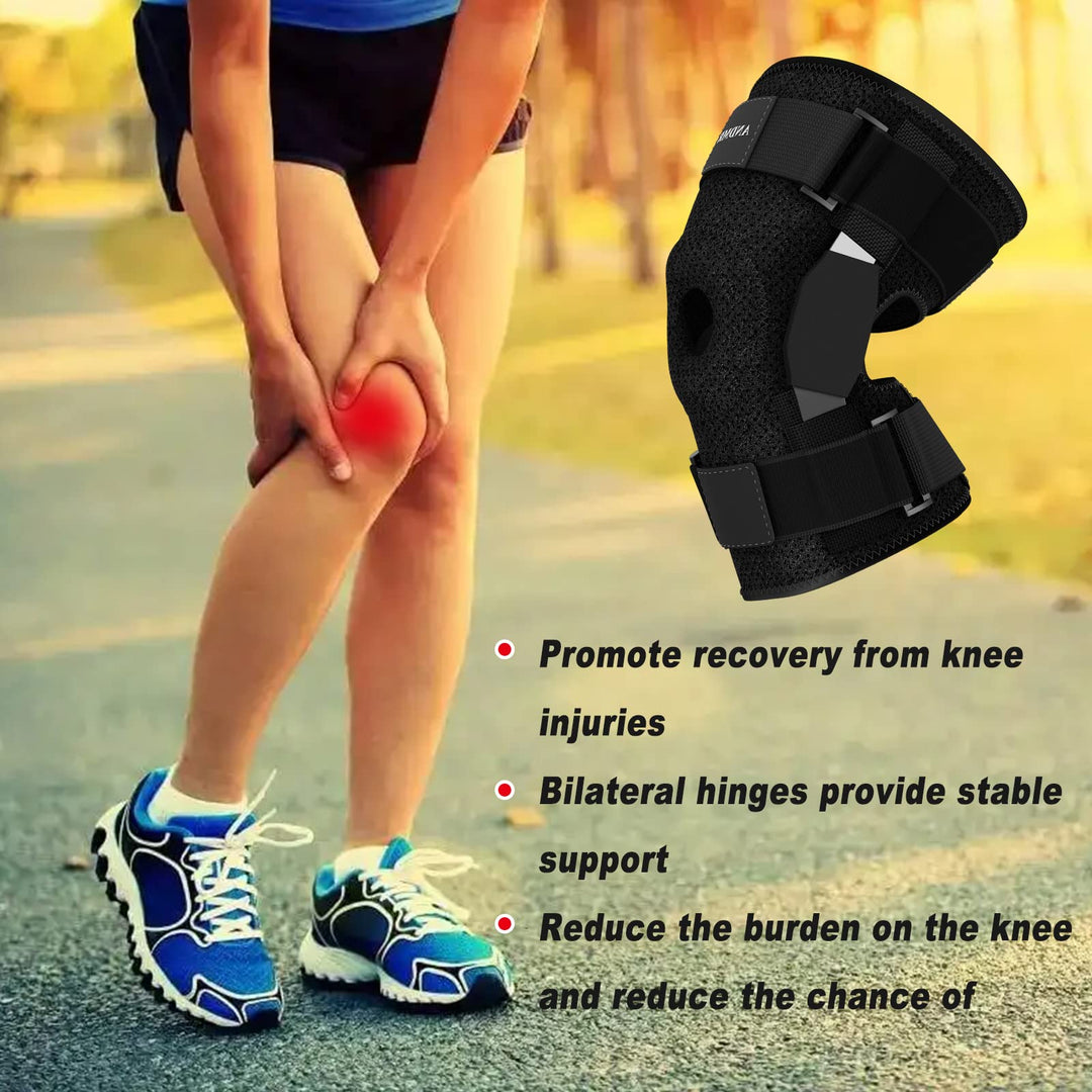 Knee Brace with Removable Dual Side Hinged Stabilizers &amp; Patella Gel Pads, Meniscus Tear Knee Pain ACL MCL Injury Recovery Adjustable Knee Support for Men and Women (Large)