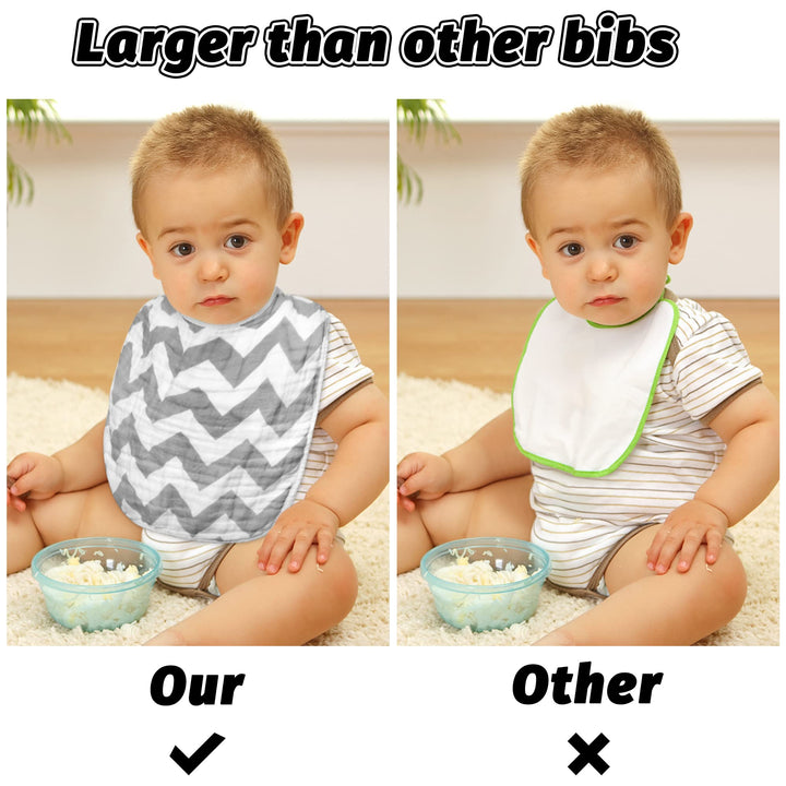 4Pcs Muslin Cotton Feeding Bibs for Baby Girls Star Flower Extra Large Adjustable Bib with 4 Absorbent Soft Layers Machine Washable Burp Cloths for Kids Infant Toddler Newborn Drooling Teething