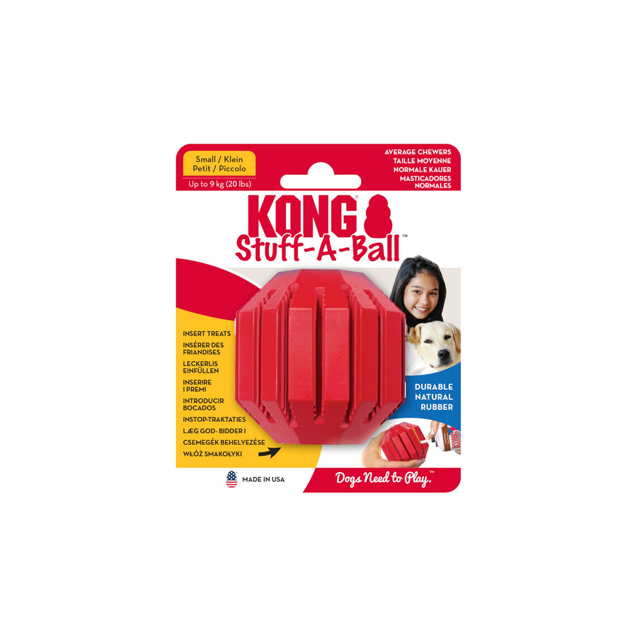 Stuff-A-Ball - Durable, Natural Rubber Chew Toy for Dogs - Dental Health Pet Toy for Chewing & Teeth Cleaning - Stuffable for Treats & Snacks - for Small Dogs