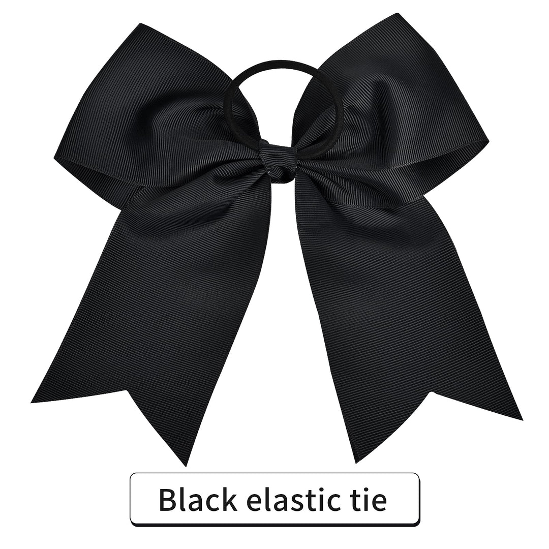 12-Black: 12 Pcs Large Cheer Bows 8 Bulk Hair Bow Accessories With Ponytail Holder For Girls High School College Cheerleading