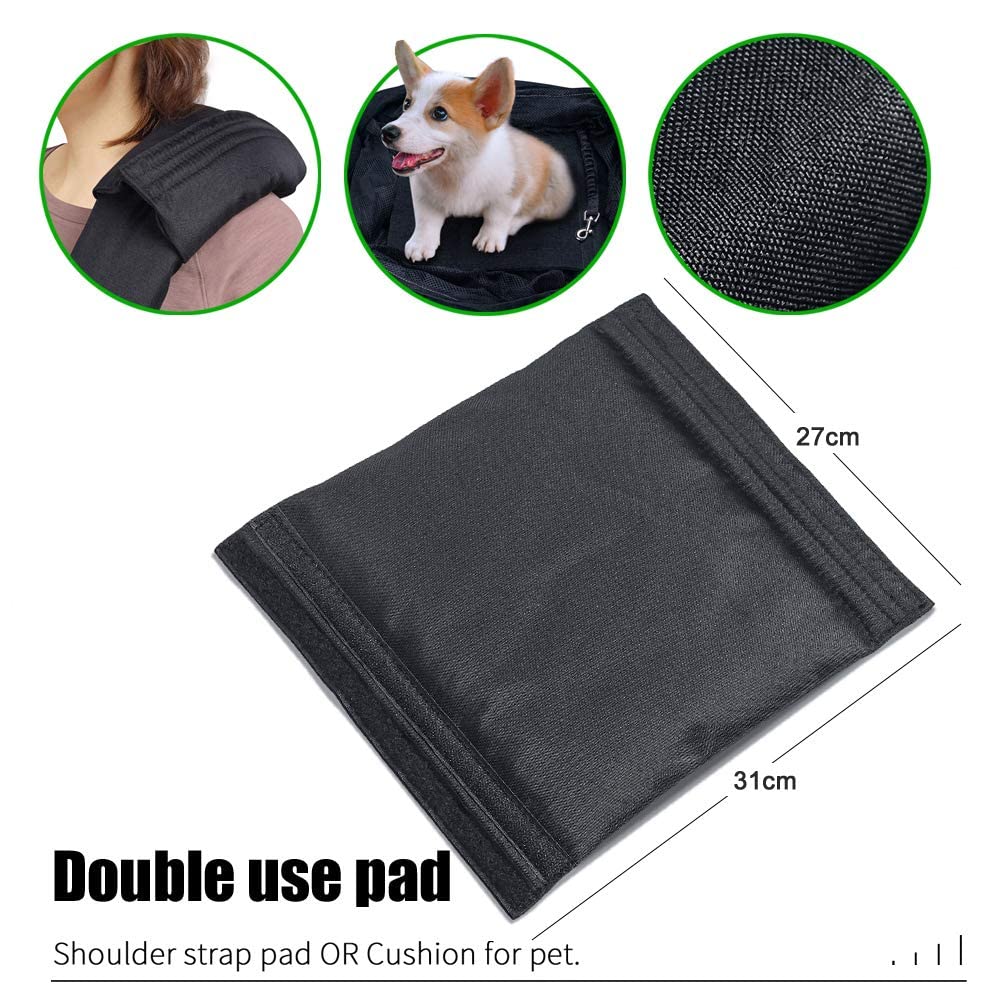 Dog Cat Sling Carrier Adjustable Padded Shoulder Strap with Large Zipper Pocket & Mesh Pocket for Outdoor Travel