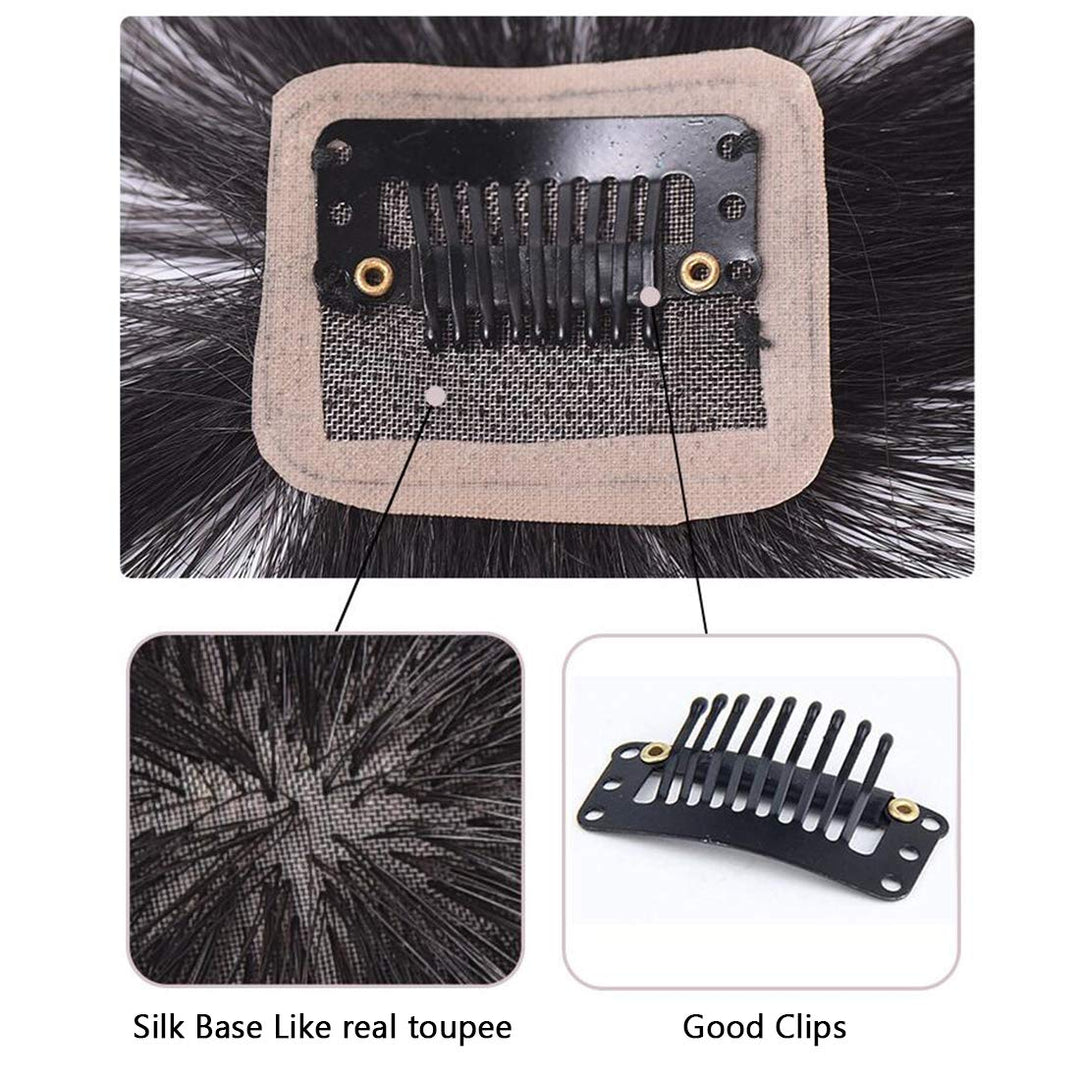 clip on bangs human hair 3D Clip-on Bangs Topper Real Hair Air Bangs One Piece Clip in Hair Topper/Hair Fringe (3D Machine Made, Natural Black)