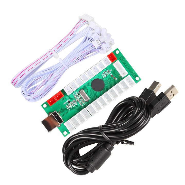 Arcade DIY Kit USB Encoder To PC Joystick + 8 Ways 5 Pin Stick + Chrome Plated LED Illuminated Push Button 1 Player &amp; Coin Buttons For Arcade Mame Raspberry Pi 2 3 3B Games