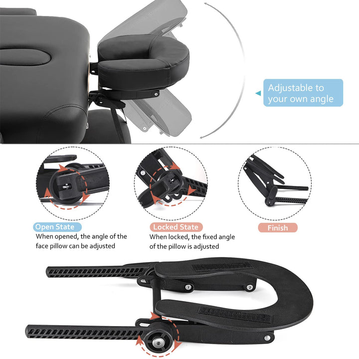 Noverlife Face Cradle for Massage Table, Adjustable Massage Headrest Platform Aluminum Face Holder, Durable Massage Bed Face Cradle Replacement for Beauty Spa Therapy Tattoo