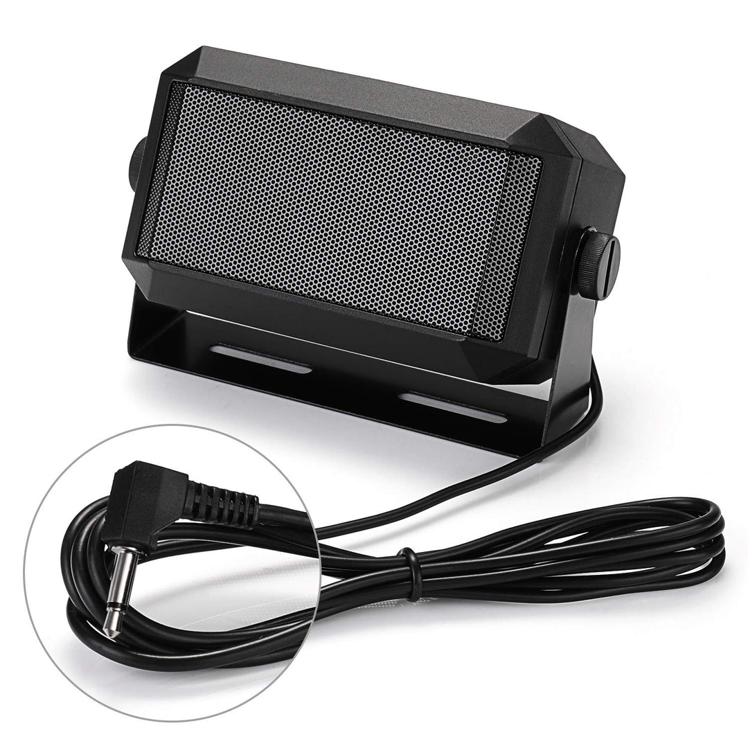 Mini External Speaker for Mobile Radio Car Transceiver, 5W Universal Portable, 71 Power Cable, 4 x 4, Compatible CB-27 Pro DB20-G Icom ID-5100 Yaesu FT-891 Midland MXT115
