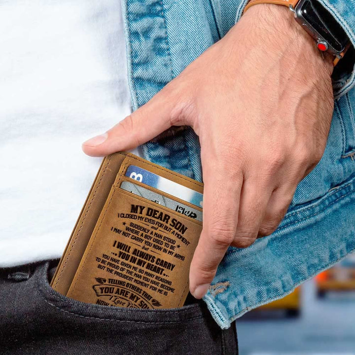 Christmas Birthday Gifts for Men, Graduation Gifts for Son from Mom, To My Son Engraved Leather Wallet, Mother and Son Gifts, Mens Wallets, Front Pocket Wallet, Slim Minimalist Wallets For Him