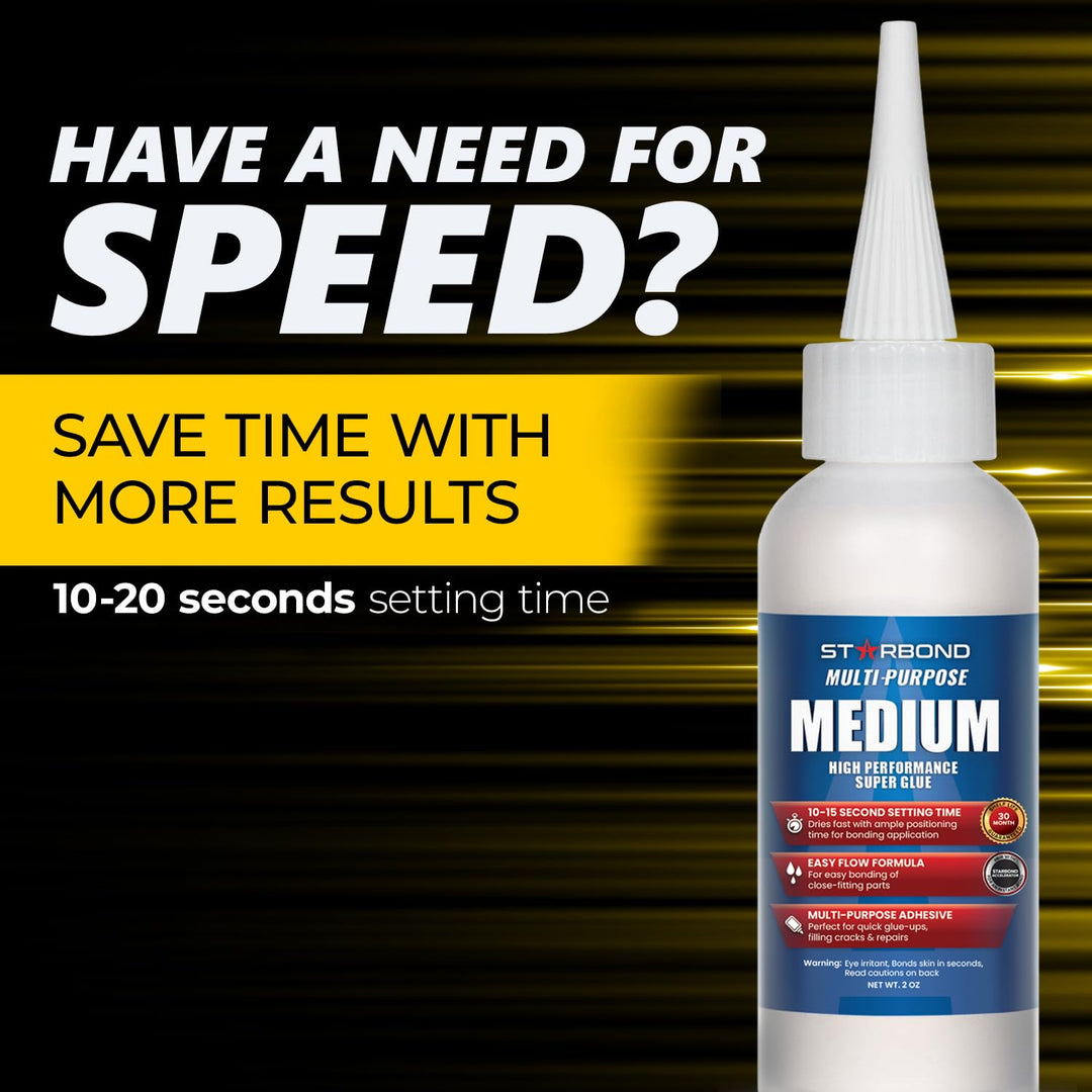 Starbond 2 oz. Medium CA Glue (Premium Cyanoacrylate Super Glue) for Quick Glue-ups, Woodworking, Woodturning, Hobby Models