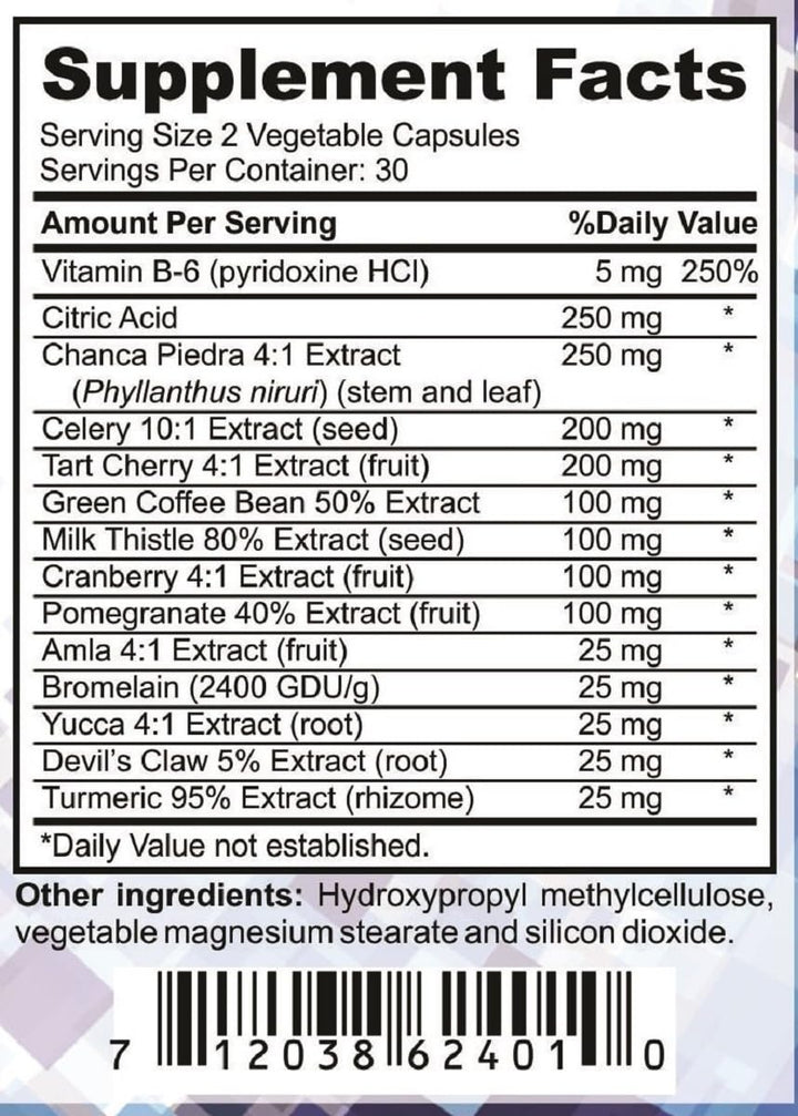 Uric-Out Ultimate Uric Acid Support - 11 Powerful Extracts - Celery Seed, Tart Cherry Concentrate, Chanca Piedra - Uric Acid Cleanse 60 Caps
