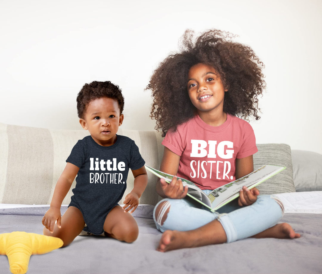 Big Sister Little Brother Outfit Matching Shirts Sets Baby Newborn Outfits Shirt (Mauve/Charcoal Black, Kid (3Y) / Baby (1-3M))