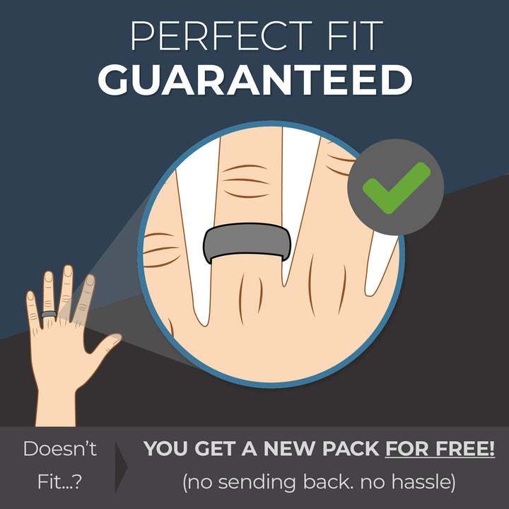 Unisex Silicone Wedding Rings, Rubber Engagement Bands 6mm Wide 1.65mm Thick - 1/2/3/4/5/6/7 Variety Multipack (Pack T - Size 5.5-6 (16.50mm))