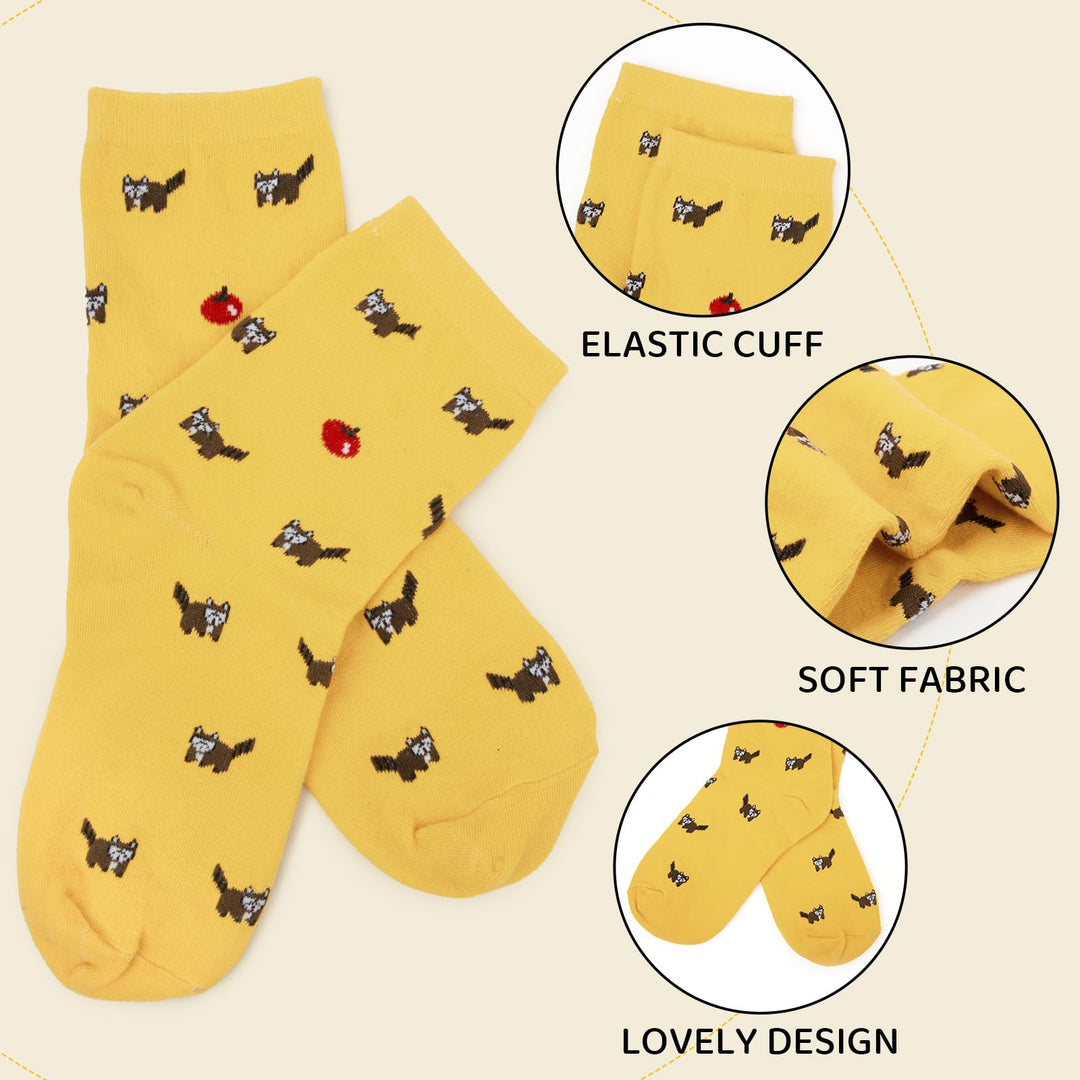 Chalier 5 Pairs Womens Cute Animal Socks Colorful Funny Casual Cotton Crew Socks,Style 01,Free size