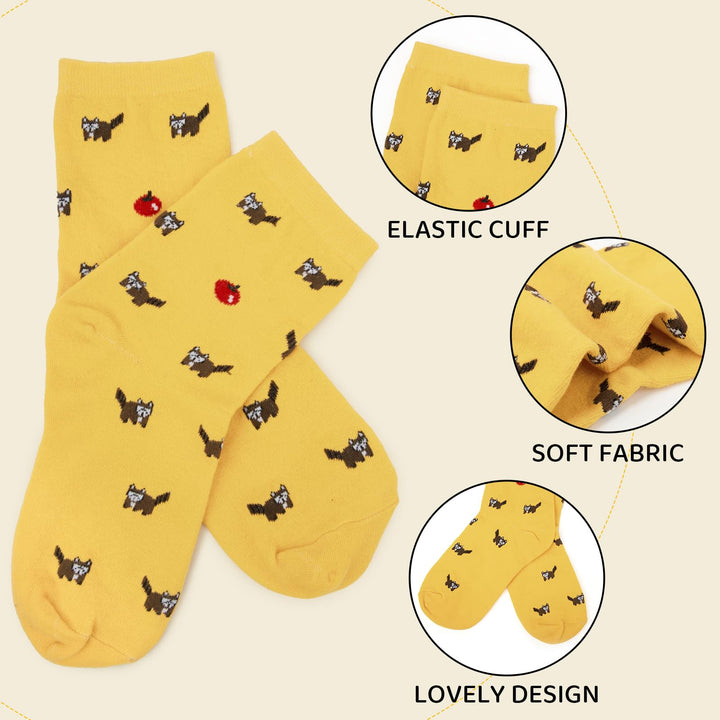 Chalier 5 Pairs Womens Cute Animal Socks Colorful Funny Casual Cotton Crew Socks,Style 01,Free size
