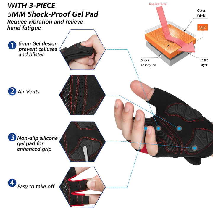 MOREOK-Cycling Gloves Bike Gloves for Men/Women-[5MM Ge