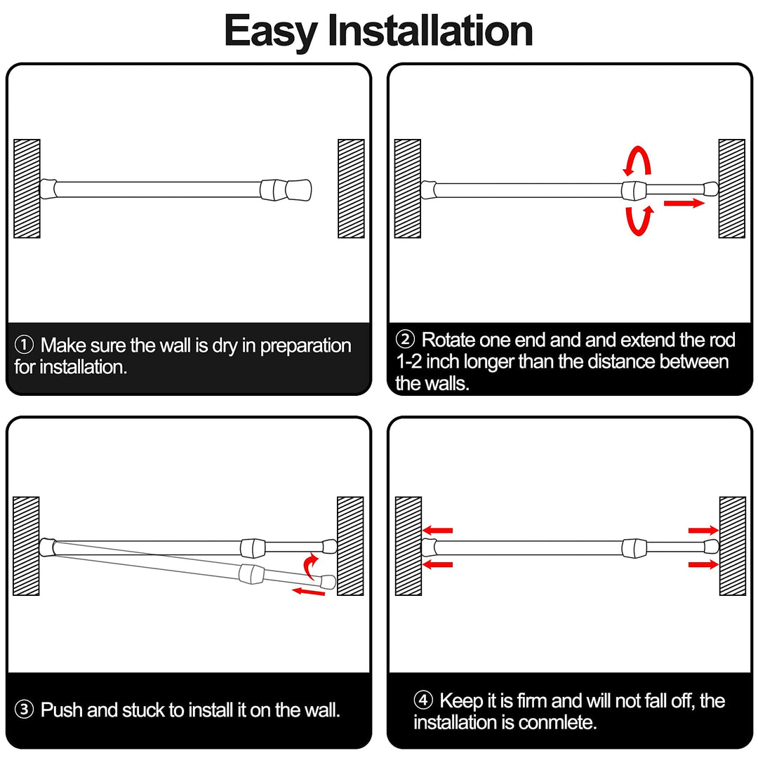 6 Pack Cupboard Bars Adjustable Spring Tension Rods Black Refrigerator Bar Extendable Rod for DIY Projects, 15.7 to 28 Inches