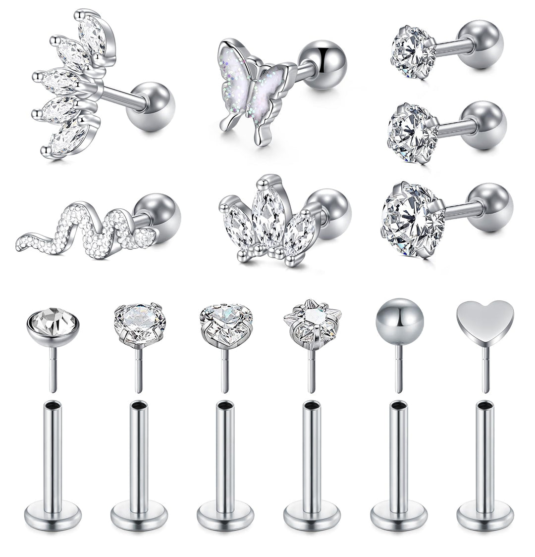 16G Tragus Piercing Jewelry Tragus Earrings for Women Cartilage Earring Stud Horseshoe Cartilage Hoop Earring Forward Helix Piercing Jewelry Stainless Steel Lip Rings Studs Lip Piercing Jewelry