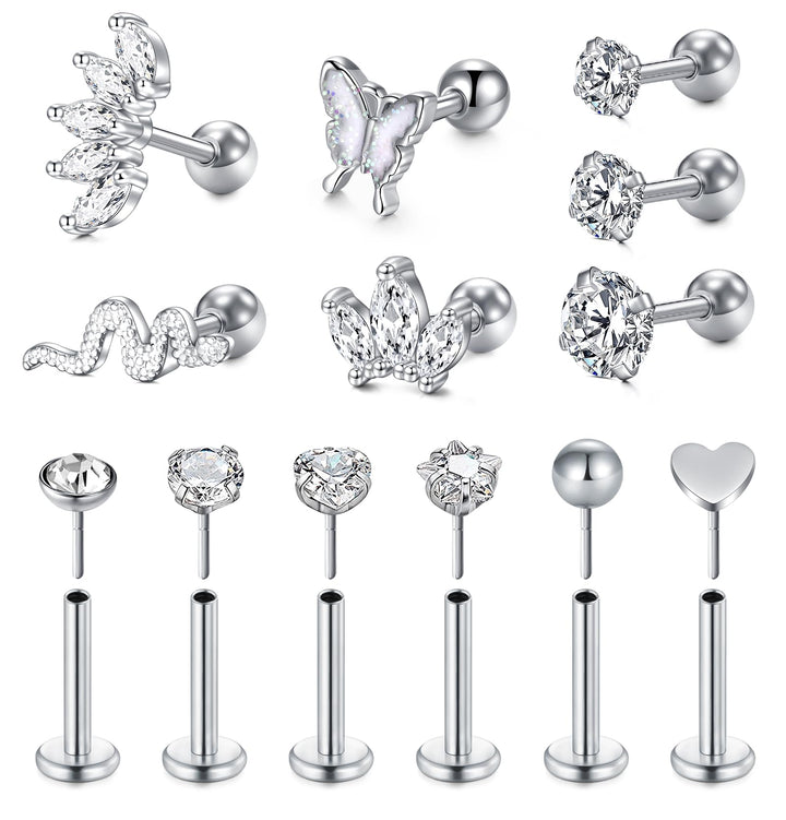 16G Tragus Piercing Jewelry Tragus Earrings for Women Cartilage Earring Stud Horseshoe Cartilage Hoop Earring Forward Helix Piercing Jewelry Stainless Steel Lip Rings Studs Lip Piercing Jewelry