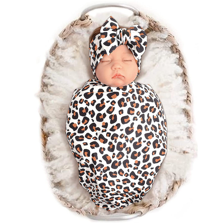 Baby Girl Newborn Receiving Blanket with Headband Set Baby Swaddle Nursery Swaddle Wrap