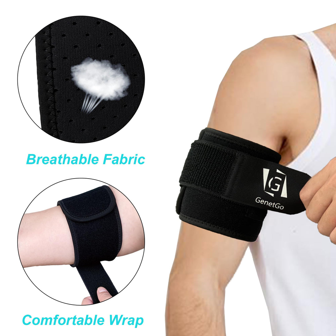 Bicep & Tricep Tendonitis Brace Compression Sleeve - Pain Relief for Bicep and Tricep Muscle Strains, Upper Arm Support (L/XL Width-4)