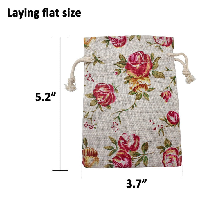 FASOTY Lot of 24 Rose Drawstring Burlap Bags Flower Pou