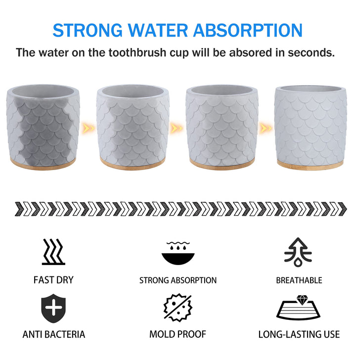 Toothbrush Holders Diatomite Toothbrush Holder Bamboo Drain Tooth Brushing Holder Toothbrush Holders for Bathrooms Tooth Brush Holder Electric Toothbrush Holder Toothpaste Holder Dark Gray