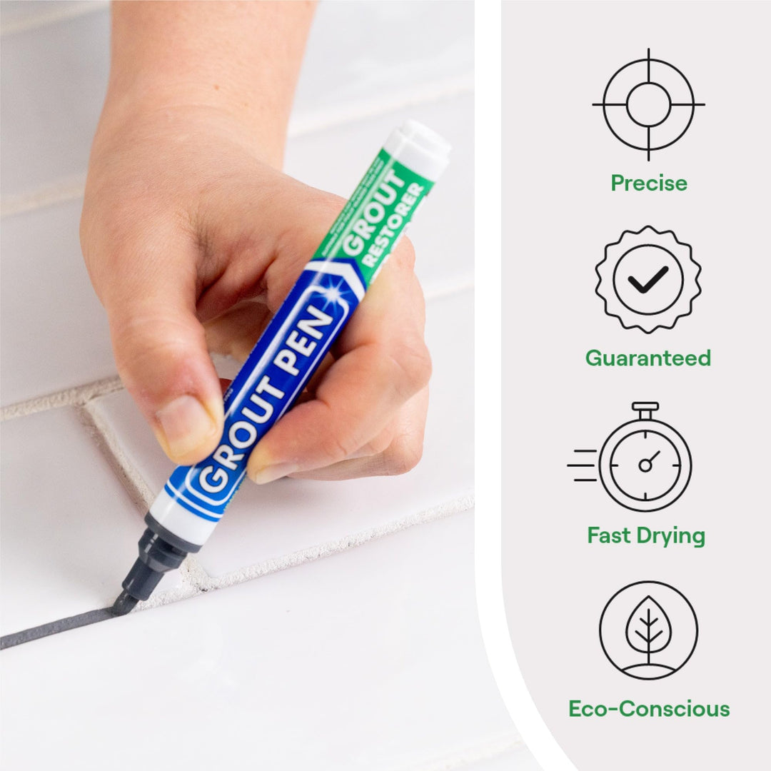 Grout Pen Dark Grey Tile Grout Paint Marker: Waterproof Tile Grout Paint Pen Colorant, Grout Shine Touch Up &amp; Renew - Dark Grey, Narrow 5mm Tip (7mL)