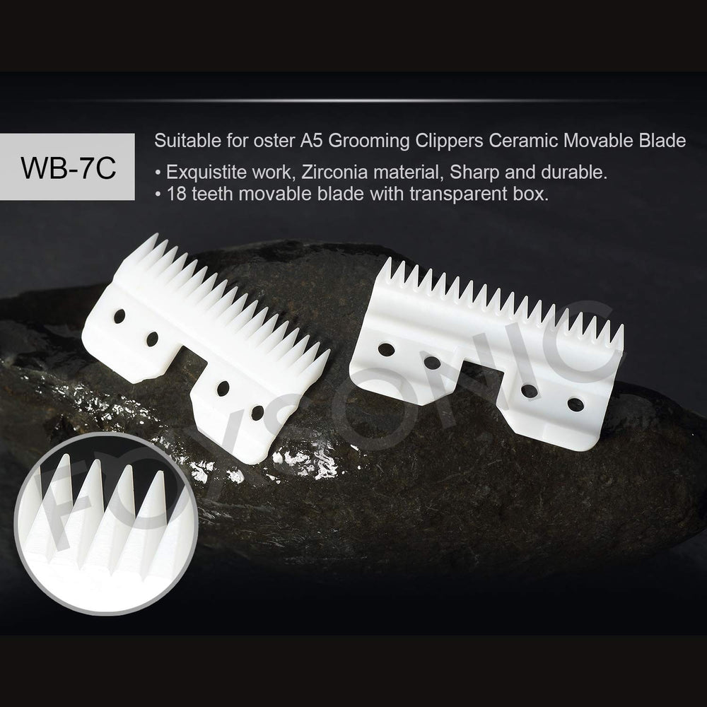 2pcs Fast Feed Ceramic Blades for Oster Fast Feed Clipper Oster A5 Grooming Clippers Ceramic Clipper Movable Blade