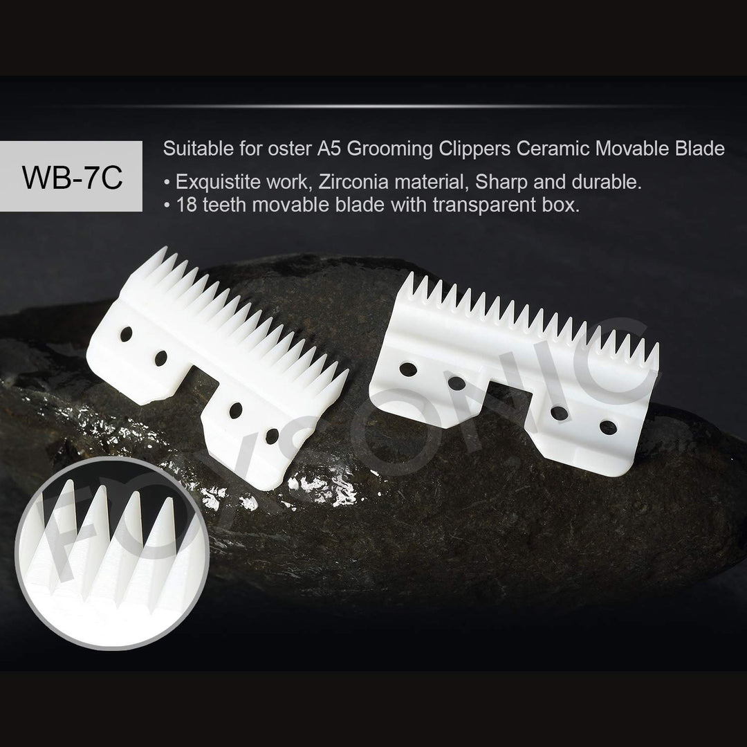 2pcs Fast Feed Ceramic Blades for Oster Fast Feed Clipper Oster A5 Grooming Clippers Ceramic Clipper Movable Blade