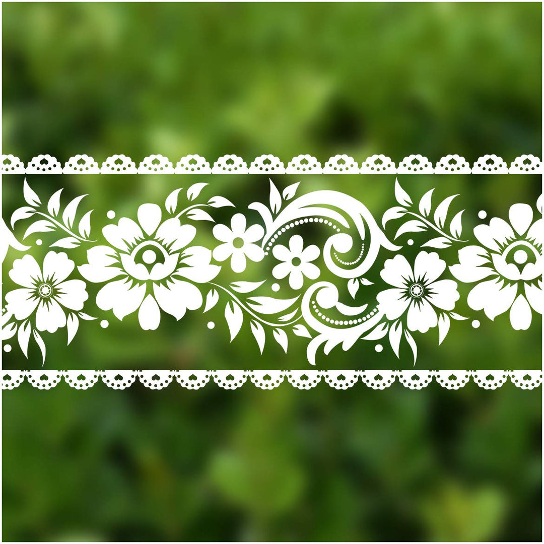 Lace Border Window Sticker Transparent White Removable Peel and Stick Wallpaper Wall Waist Line Sticker for Wall Glass Window Door Home Decor DIY (4 inch×32.8 ft)
