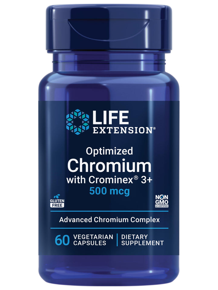 Optimized Chromium with Crominex 3+ 500 mcg, Metabolism Health, Healthy Balance, Vegetarian, Gluten Free, Non-GMO, 500 mcg, 60 Vegetarian Capsules
