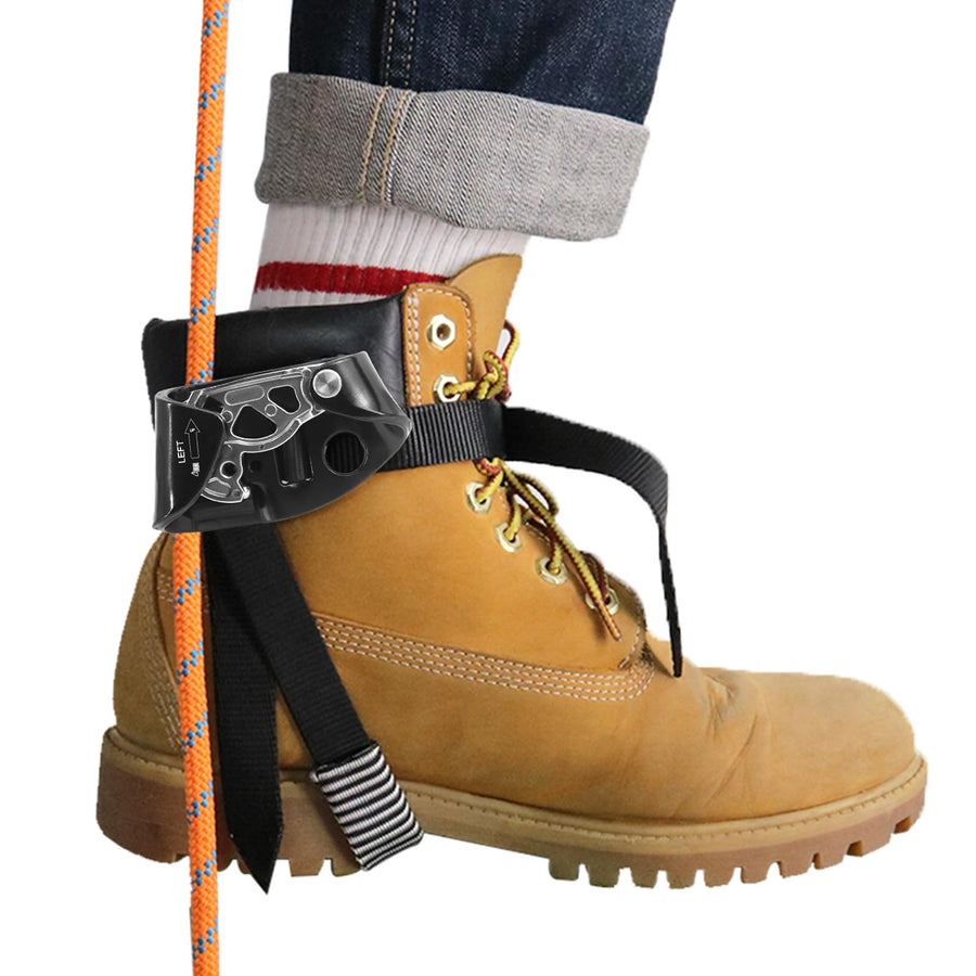 Left Foot Ascender Riser Rock Climbing Tree Arborist Mountaineering Rappelling Quick Step Equipment CE Certified Climbing Device for 8~13MM Rope(Left Black)