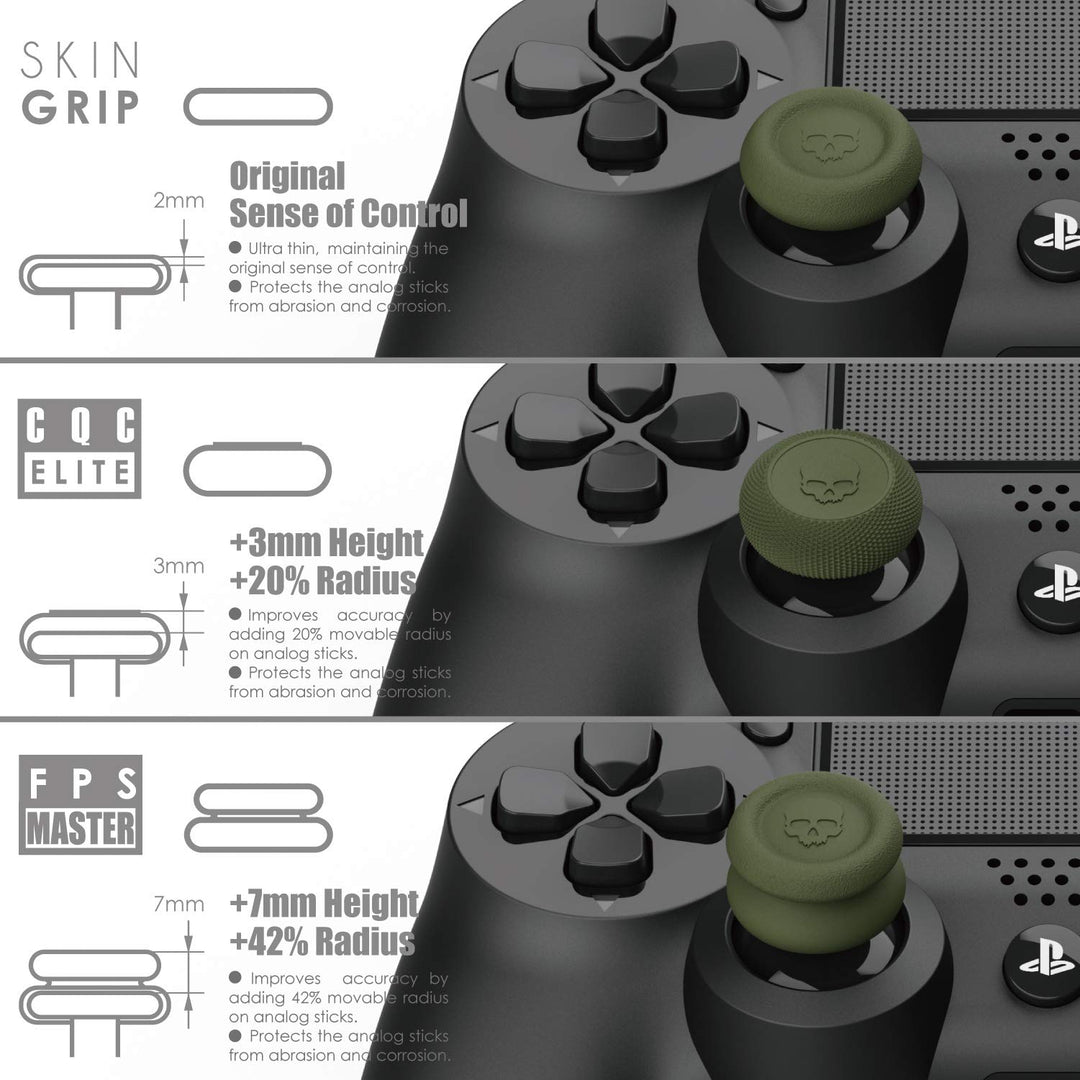 Skull &amp; Co. Skin, CQC and FPS Thumb Grip Set Joystick Cap Analog Stick Cap for Nintendo Switch Pro Controller &amp; PS5 / PS4 / Slim/Pro Controller- Black, 3Pairs(6pcs)