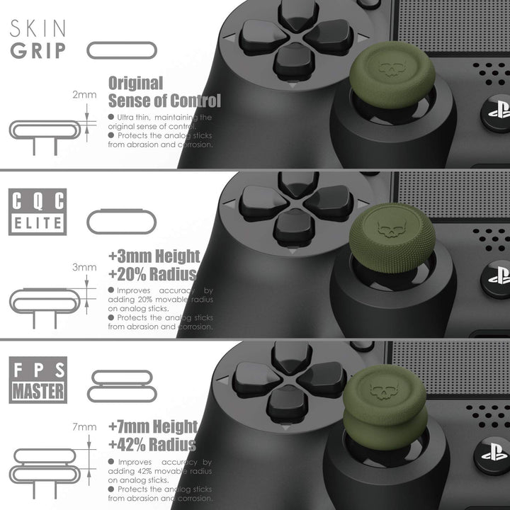 Skull &amp; Co. Skin, CQC and FPS Thumb Grip Set Joystick Cap Analog Stick Cap for Nintendo Switch Pro Controller &amp; PS5 / PS4 / Slim/Pro Controller- Black, 3Pairs(6pcs)