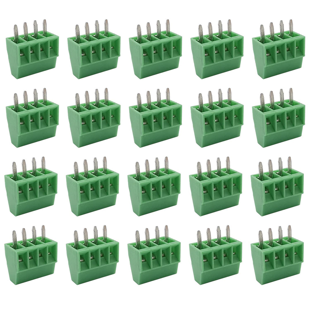 Cermant 20 pcs 4 Pin XK128-2.54MM (0.1inch) Pitch Screw Terminal Block Connector Green 150V 6A PCB Mount Screw Terminal Block Connector (2.54MM-4P-20Pcs)