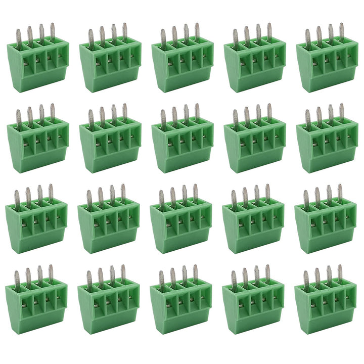 Cermant 20 pcs 4 Pin XK128-2.54MM (0.1inch) Pitch Screw Terminal Block Connector Green 150V 6A PCB Mount Screw Terminal Block Connector (2.54MM-4P-20Pcs)