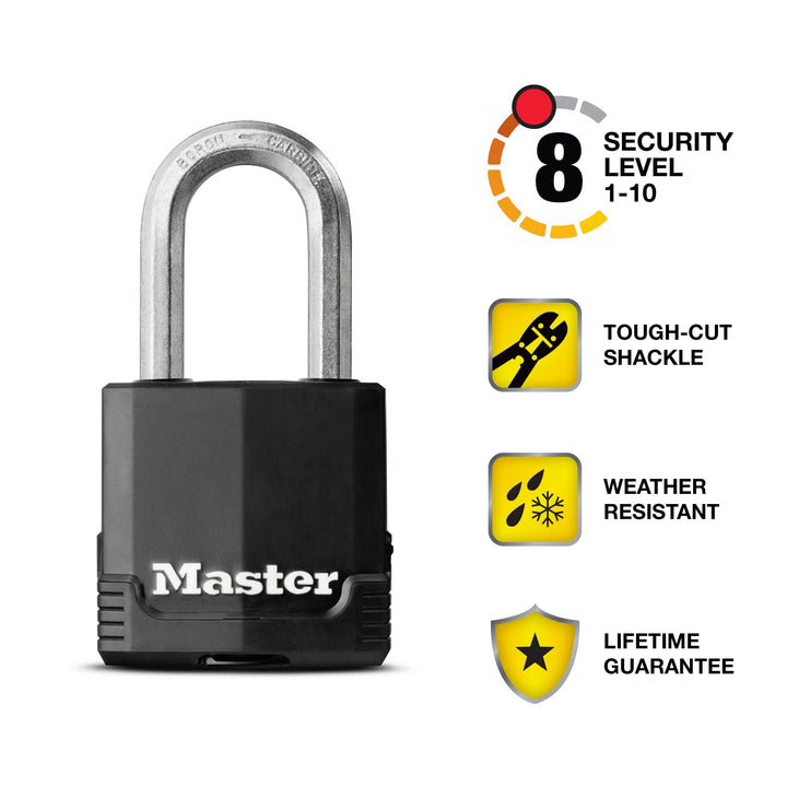 Magnum Heavy Duty Outdoor Padlock with Key, Weather Resistant Body and Cut Resistant Shackle make Lock Perfect for Fences, Gates, Sheds, M115XDLF