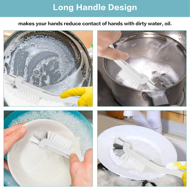8 Pcs Dish Brush Bottle Bathroom Scrub Brushes Kitchen Cleaning Brush Right Angle Kitchen Brush Sink Household Pot Pan Edge Corners Tile Lines Brush with Stiff Bristles