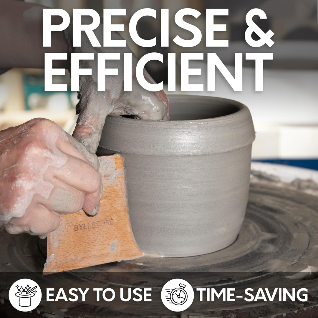 Pottery Ribs &amp; Trimming Tools | 2 Foot Shaper Tools | 4 Clay Texture Ribs | Solid Beech Wood | Several Pack Options (3-Pack)