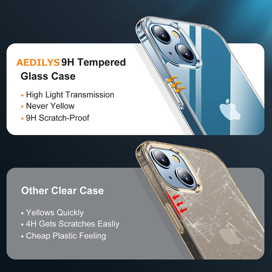AEDILYS Shockproof Compatible for iPhone 13 Case,[ Non-Yellowing][15FT Military Grade Drop Protection] [Scratch-Resistant], Slim Non-Slip iPhone 13 Phone Case, 6.1''- Clear