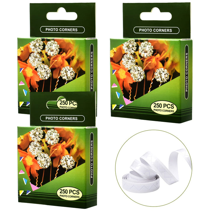 Clear Self-Adhesive Photo Corners Picture Mounting Corner Stickers for DIY Album Scrapbook, 250 Pieces/Pack(8 Pack)
