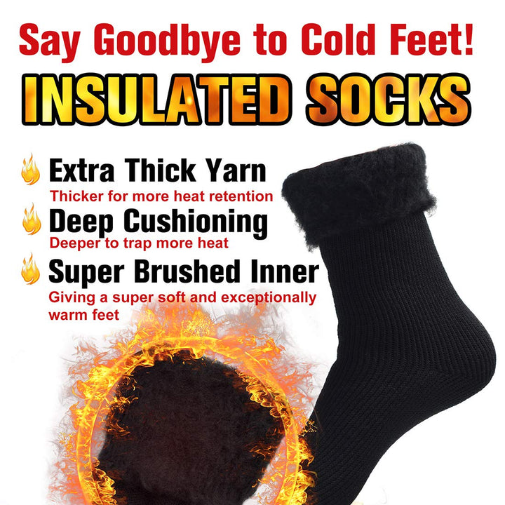 Winter Warm Thermal Socks for Men Women Extra Thick Insulated Heated Crew Boot Socks for Extreme Cold Weather, Medium, 1 Pair Black