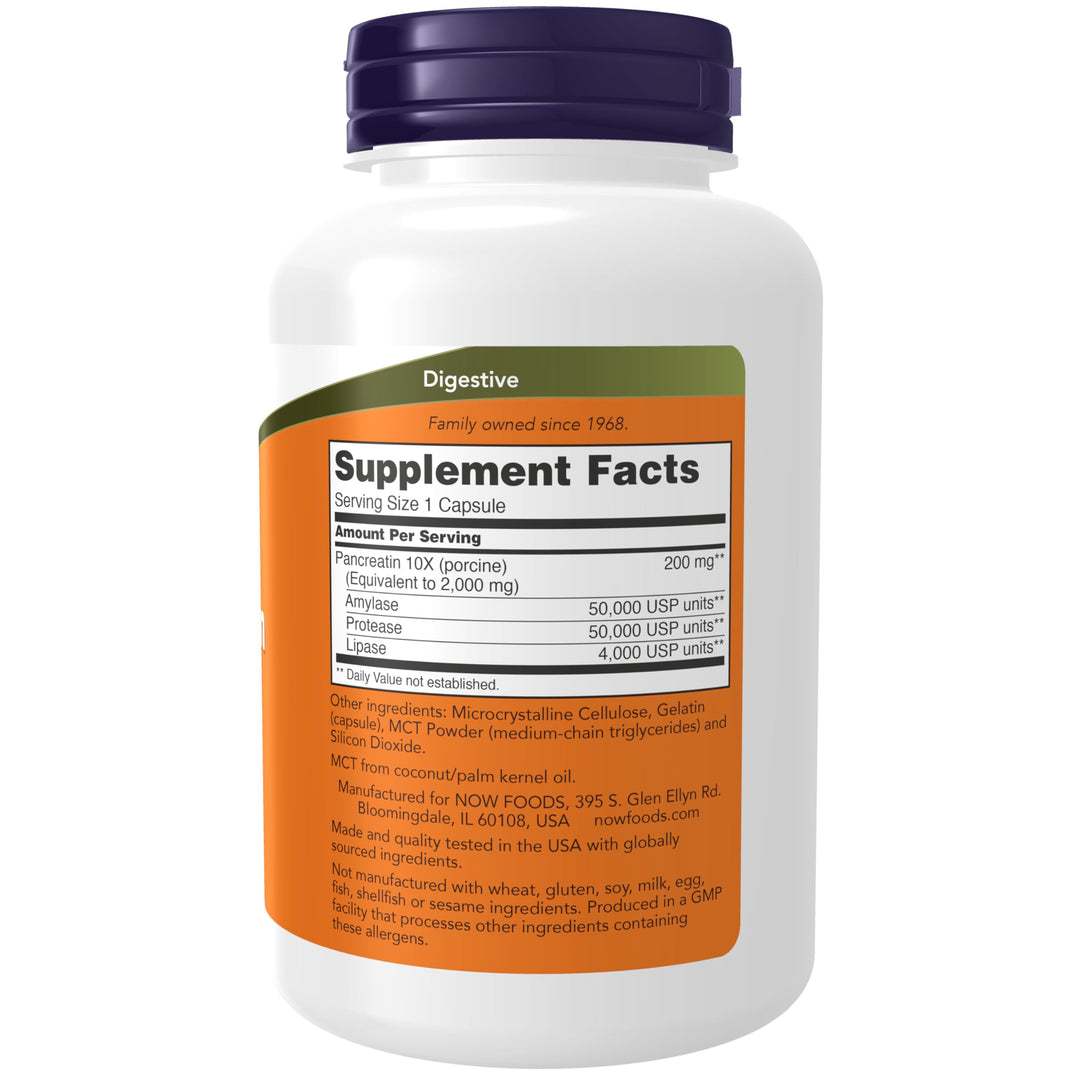 Supplements, Pancreatin 2000 with naturally occurring Protease (Protein Digesting), Amylase (Carbohydrate Digesting), and Lipase (Fat Digesting) Enzymes, 250 Capsules