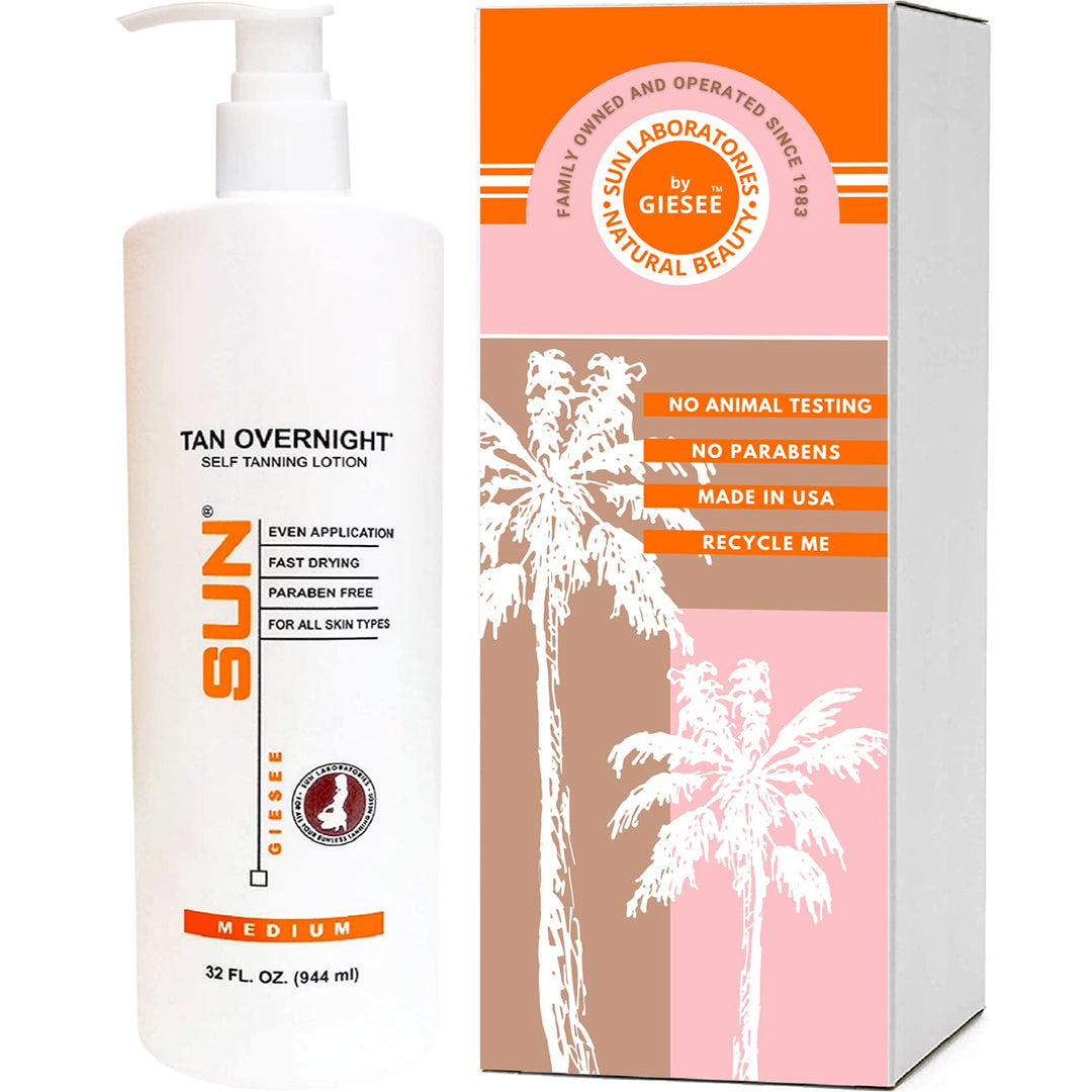 Self Tanner | Tan Overnight Self Tanning Lotion 32oz (Value Size) + Tanning Stickers - (Packaging May Very)