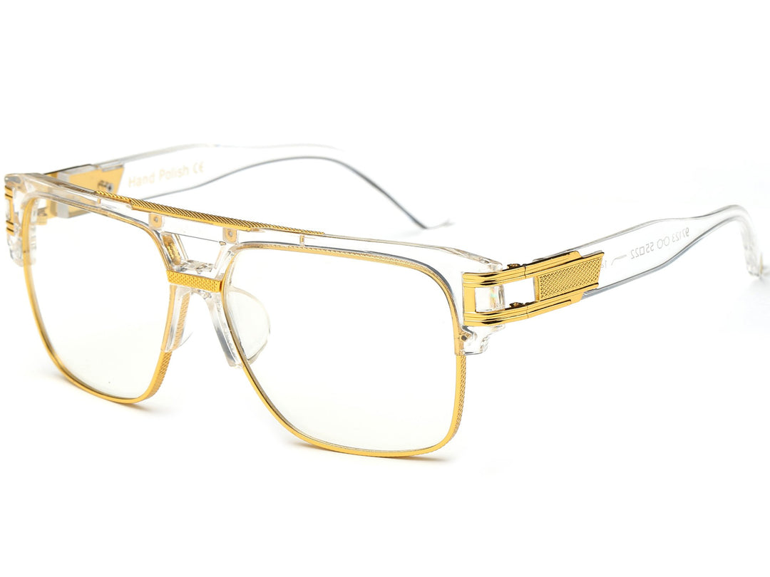 Allt Square Aviator Large Fashion Sunglasses For Men Goggle Alloy Frame Glasses(Clear Gold/Clear, 61)