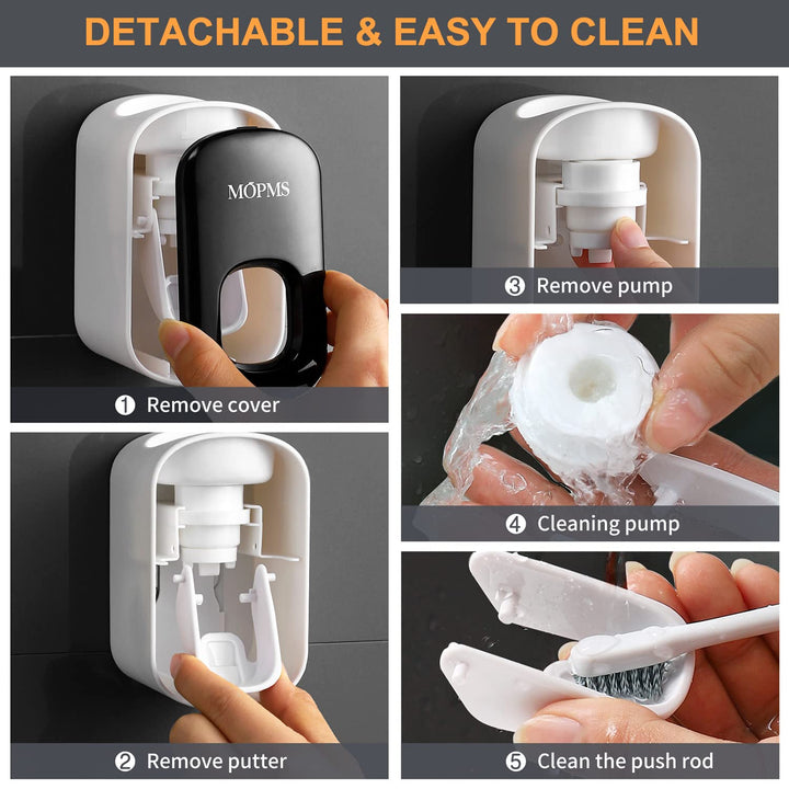 Toothpaste Dispenser Wall Mounted for Bathroom Automatic Toothpaste Squeezer for Kids and Adult (Black-1Pcs)